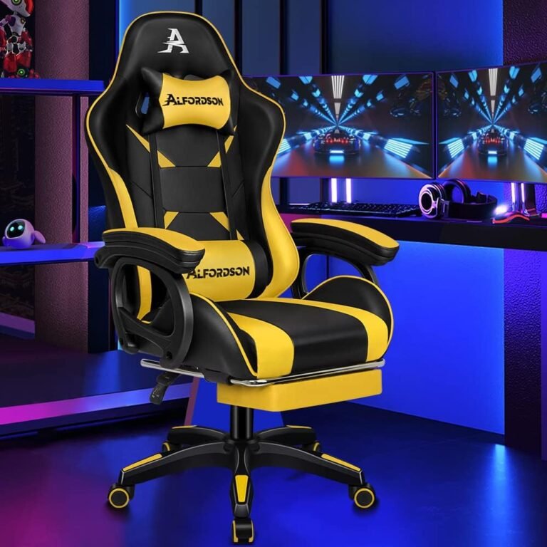 Alfordson Gaming Chair 2-Point Massage Lumbar Cushion Xavier Black: The Ultimate Gaming Throne